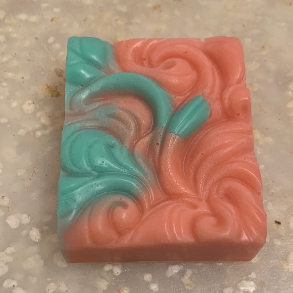 Luxurious Coral and Teal Swirl Soap Bar handmade